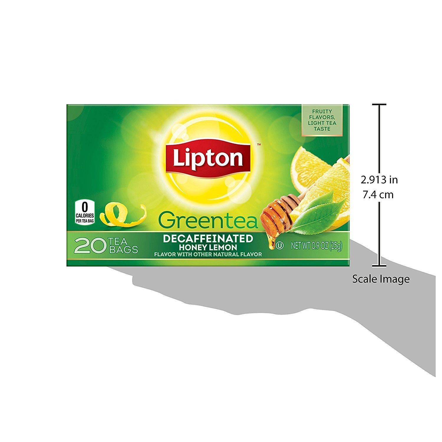 Lipton Green Tea, Decaffeinated Honey Lemon Chamomile, 20Ct (Pack of 6)