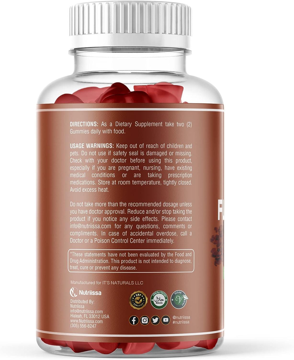 Nutriissa Flaxseed Probiotic Gummies 60ct Fiber Supplement for