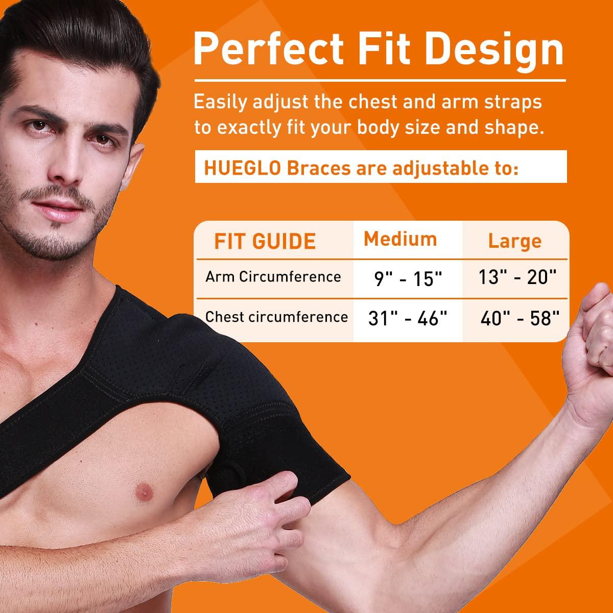 HUEGLO Right Shoulder Brace Adjustable Support for Shoulder Pain