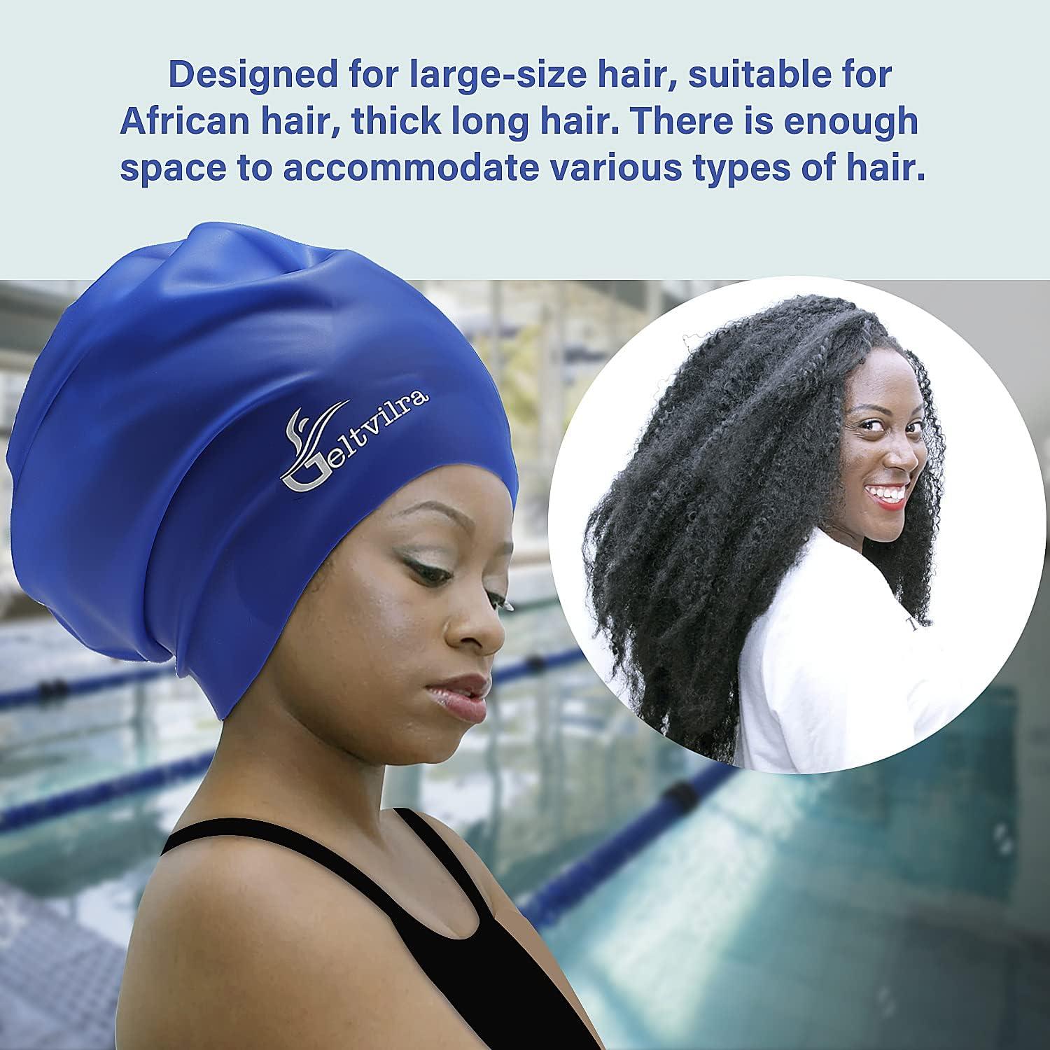 Extra Large Swim Swimming Cap for Braids and Dreadlocks Long Hair Black  Women Men Girls Silicone Waterproof afros Curls Thick Curly Weaves  Extensions Pool hat Black Purple