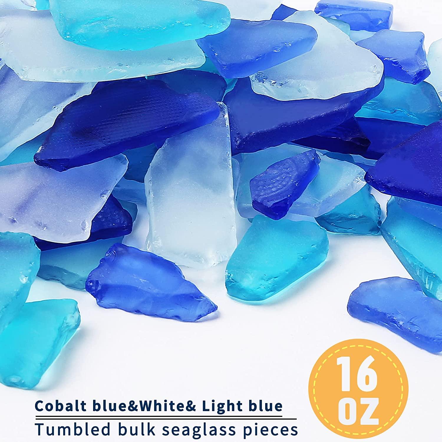 Sea Glass, 11oz Caribbean Blue Sea Glass, Tumbled Sea Glass Decor