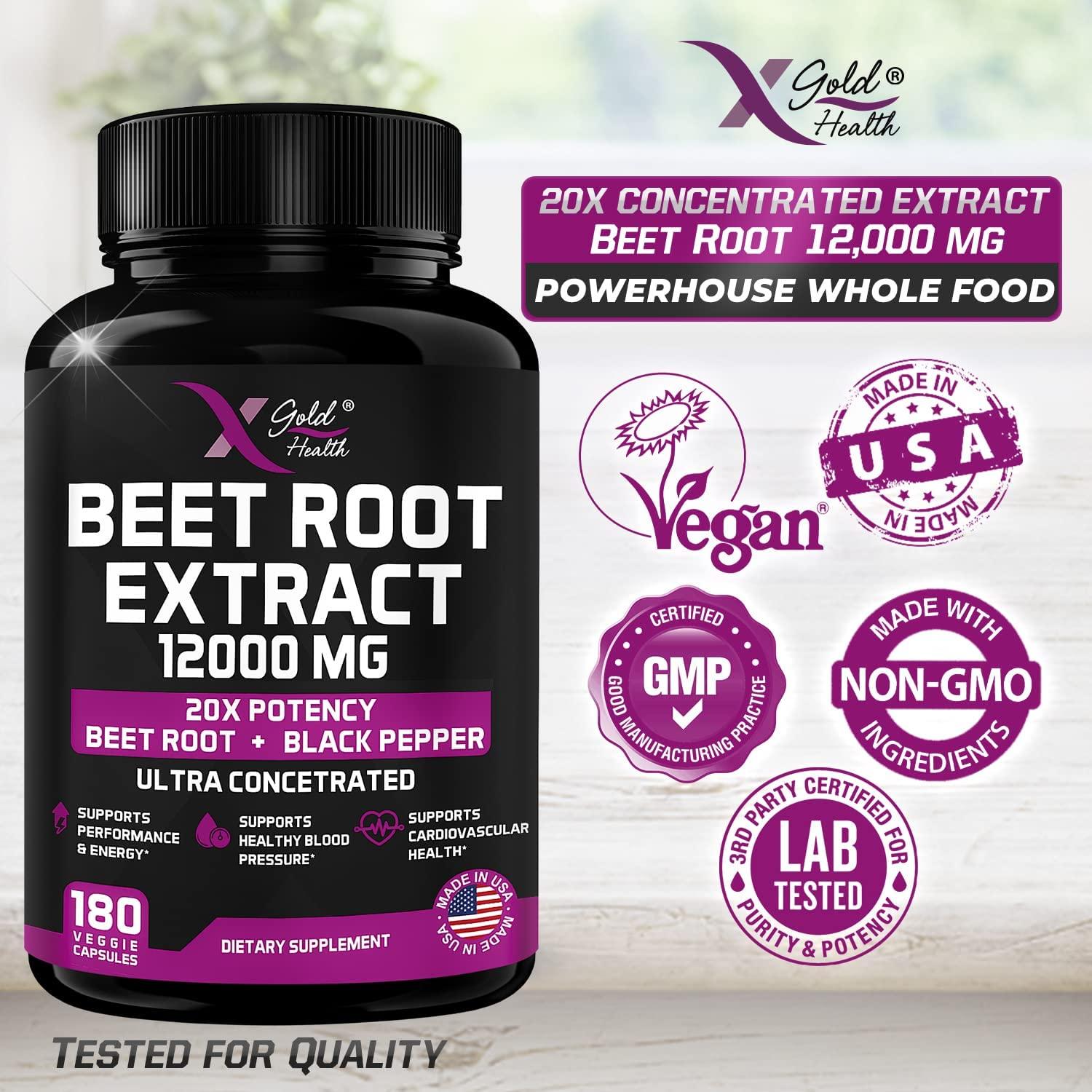 Beet Root Extract Capsules 12000mg High Nitrates Supplement with