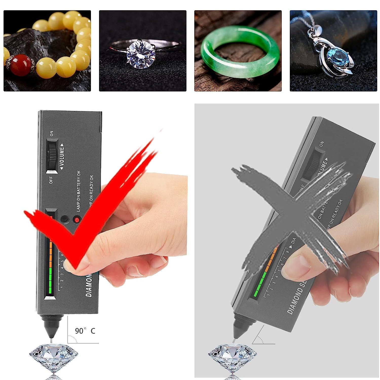 Diamond Tester High Accuracy Portable Gem Tester Jeweler Test Tool with LED  Indicator (Battery not included) 