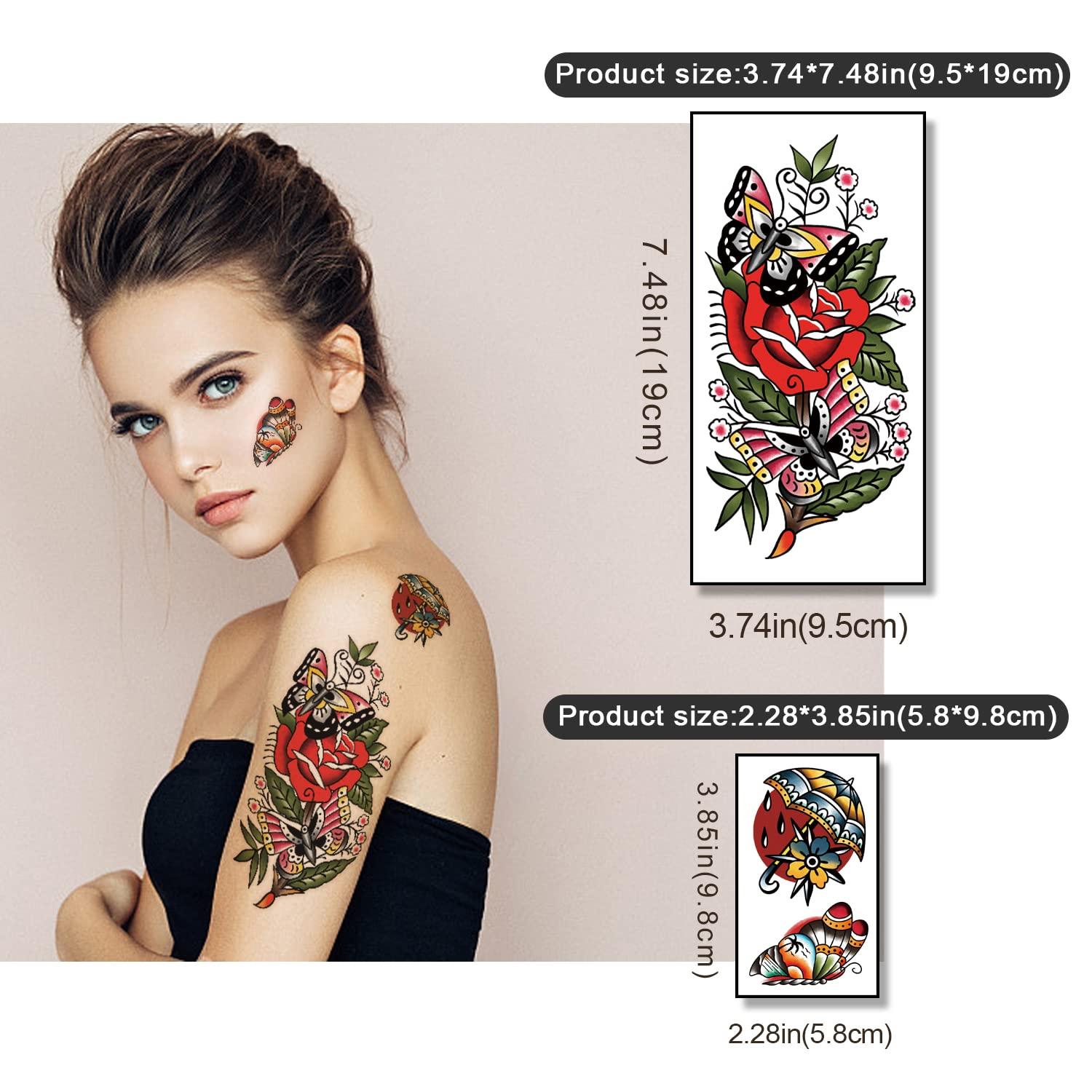 2 Sheets 49 PCS Classic Temporary Tattoos Old School Stickers Different  Sizes Vintage Sticker Flower Arm Rose Mermaid Sailor Tattoos Swallows  Tattoos Butterflie… | Old school tattoo sleeve, Old school tattoo, Old