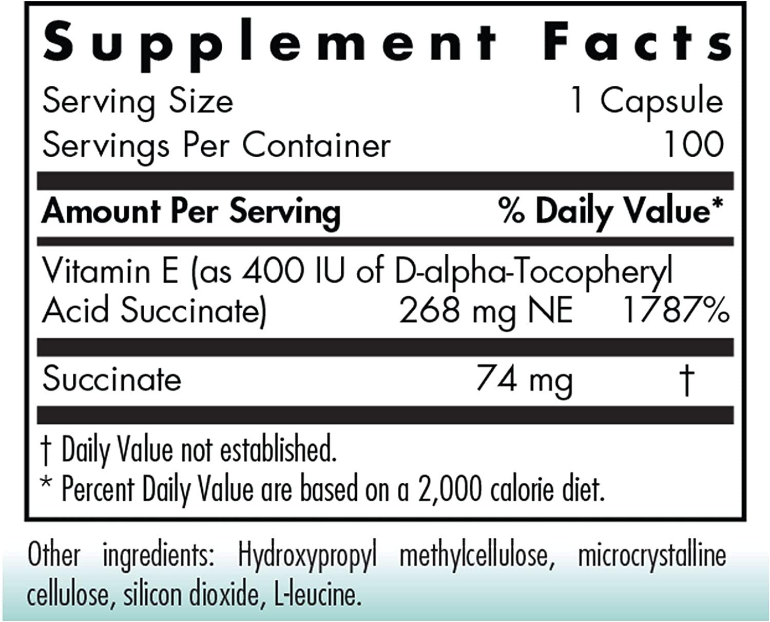 Nutricology Vitamin E Succinate 100 Veggie Capsules for Antioxidant