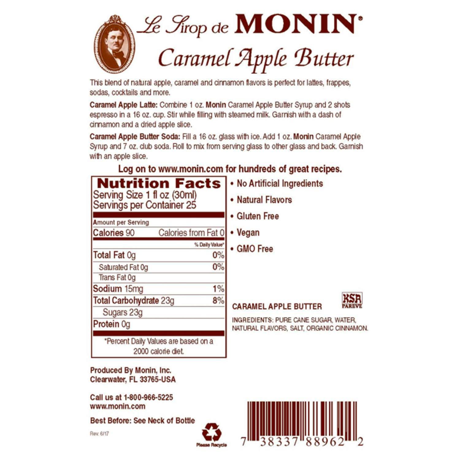 Monin Caramel Apple Butter Syrup, Buttery Caramel and Cooked Apple