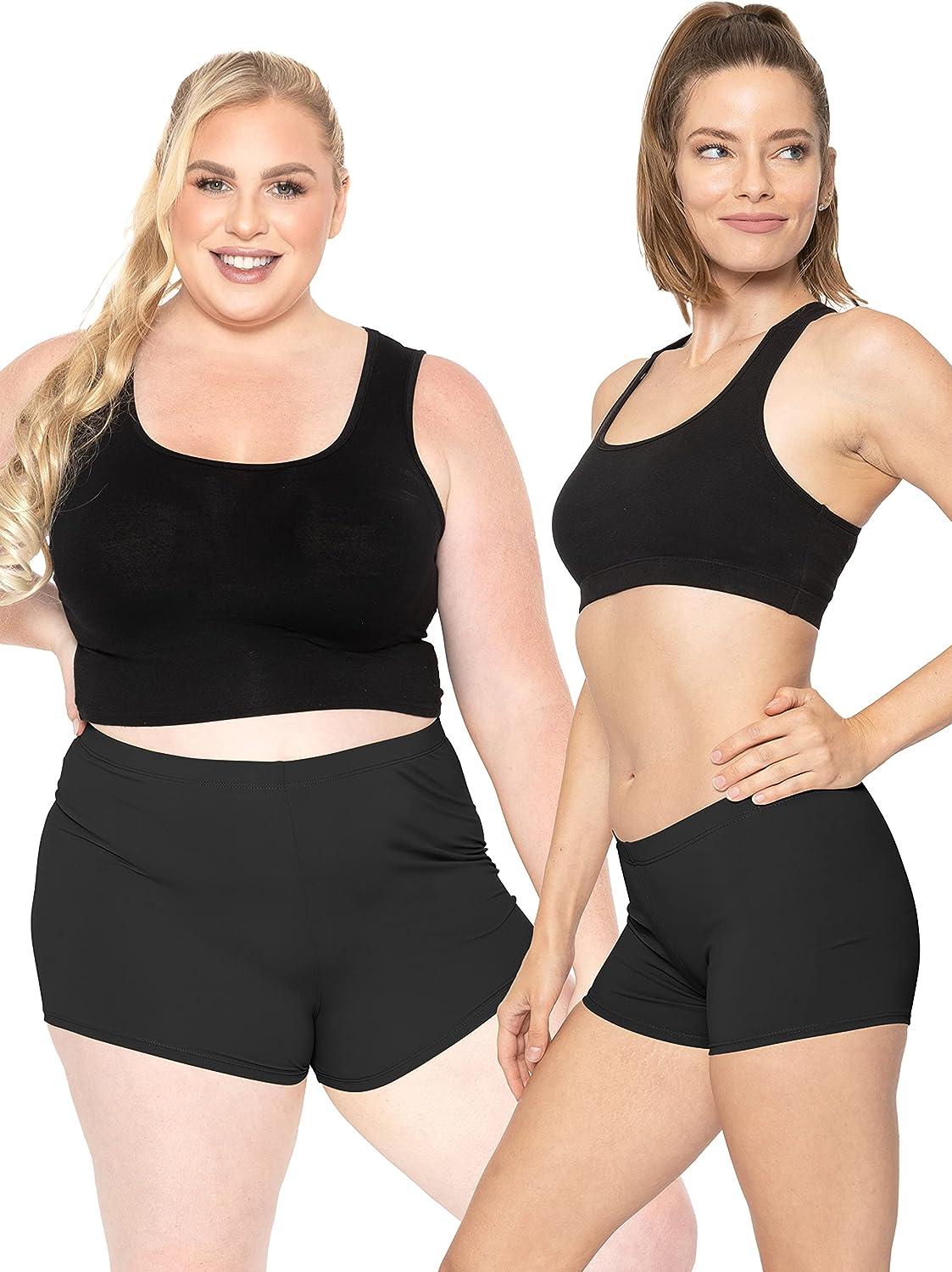 Væk Gud Tal højt STRETCH IS COMFORT Women's and Plus Size Nylon Booty Shorts | S-3X 2.5"  Inseam X-Small Black