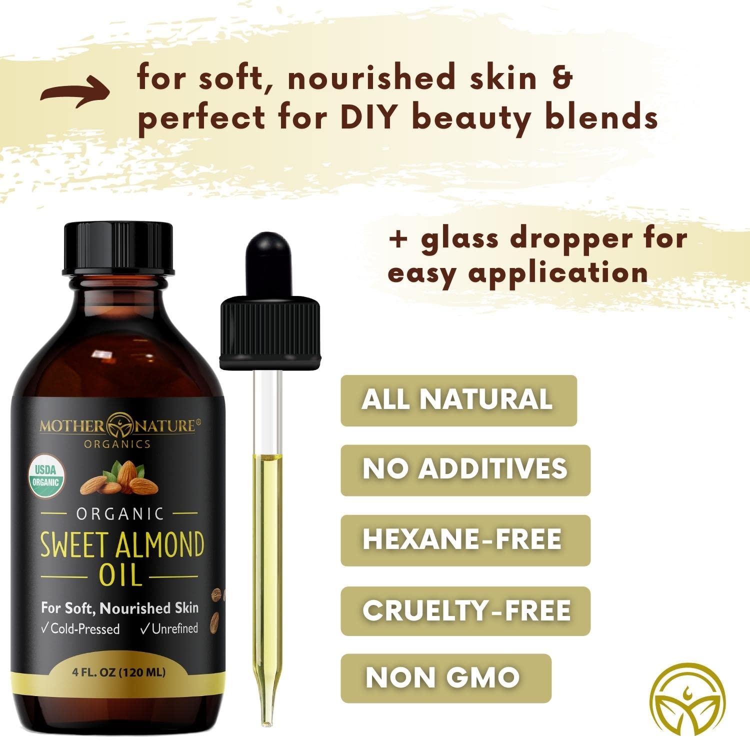 Mother Nature Organic Sweet Almond Oil Extra Virgin & ColdPressed