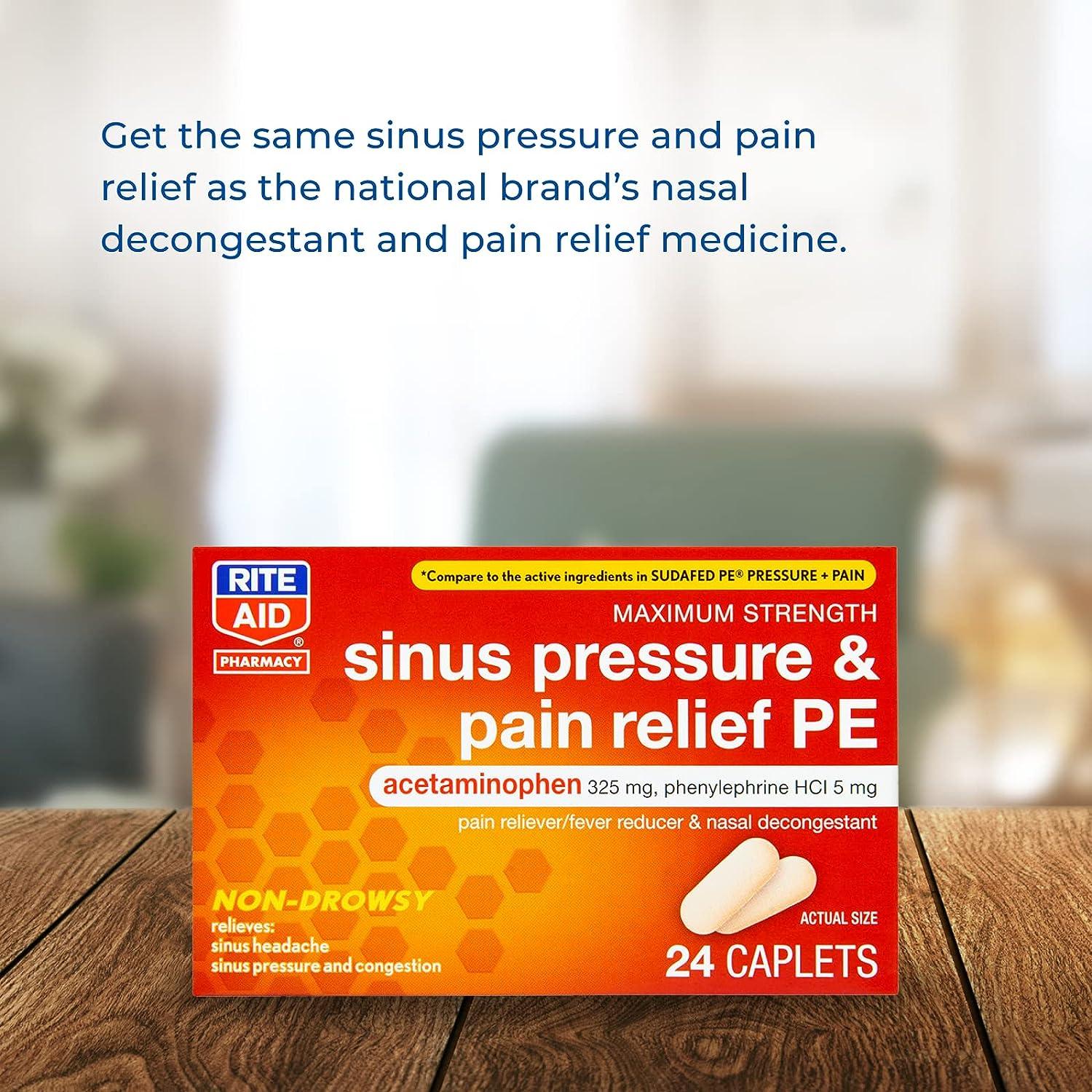 Rite Aid Sinus Pressure and Pain Reliever PE NonDrowsy 24 Tablets