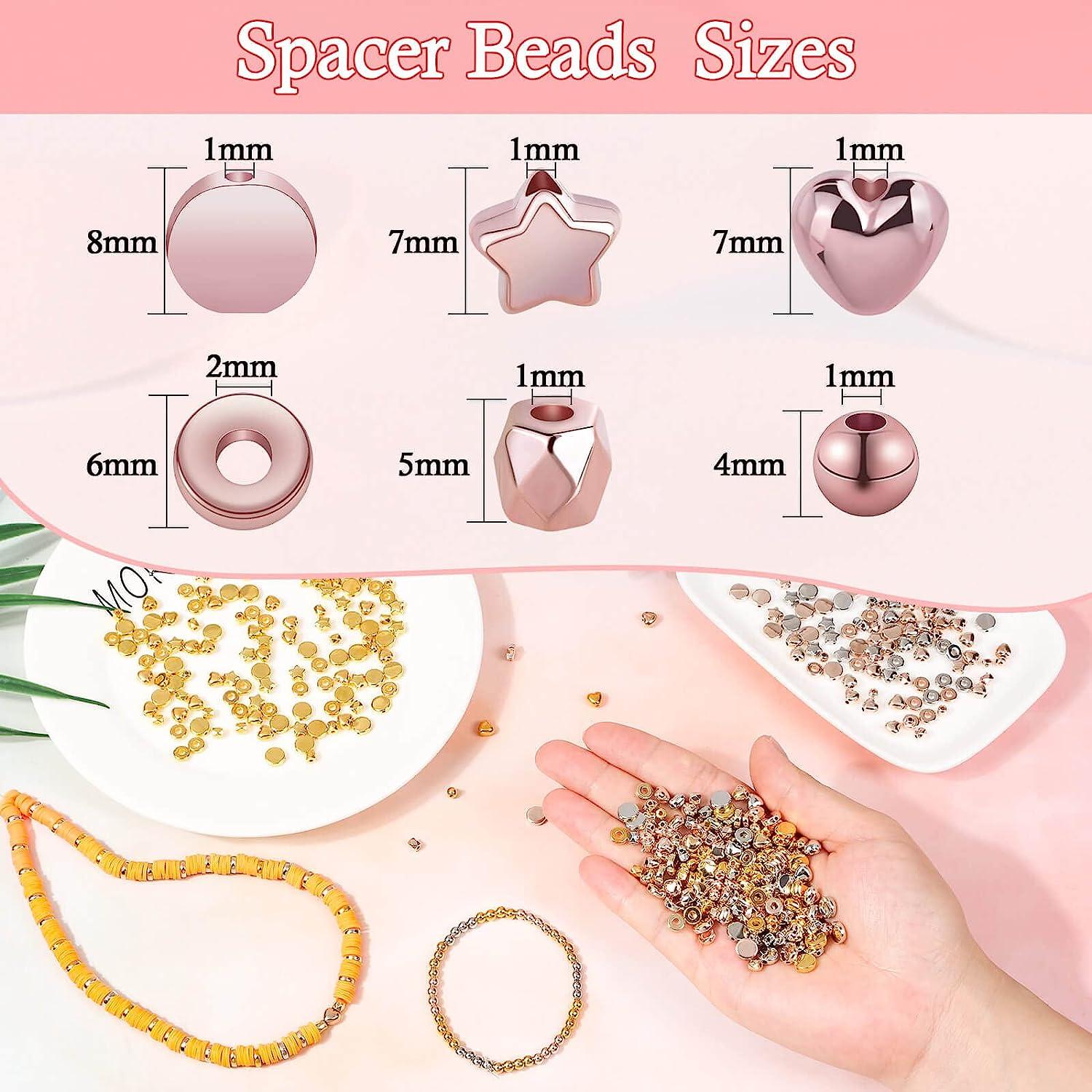 2160 Pieces Gold Spacer Beads Set, Assorted Bracelet Beads Round Beads Star Beads  Gold Beads for Bracelet Jewelry Making(Gold, Sliver, Rose Gold, KC Gold) CCB