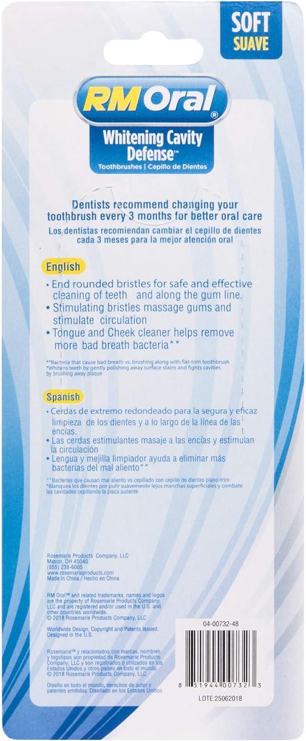 RM Oral Whitening Cavity Defense Soft Toothbrushes 4 Count Twin Pack