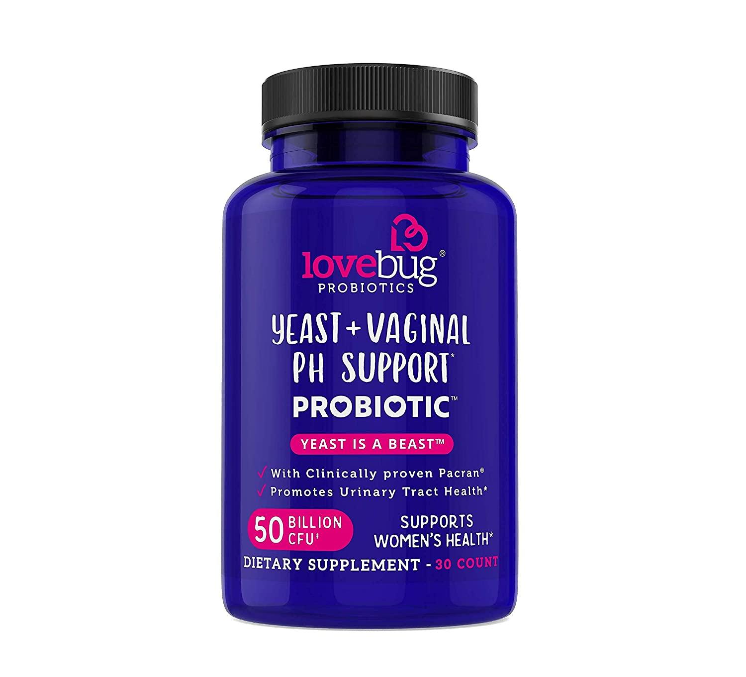 LoveBug Probiotics Yeast & pH Support Advanced 50 Billion CFU, 30 Count