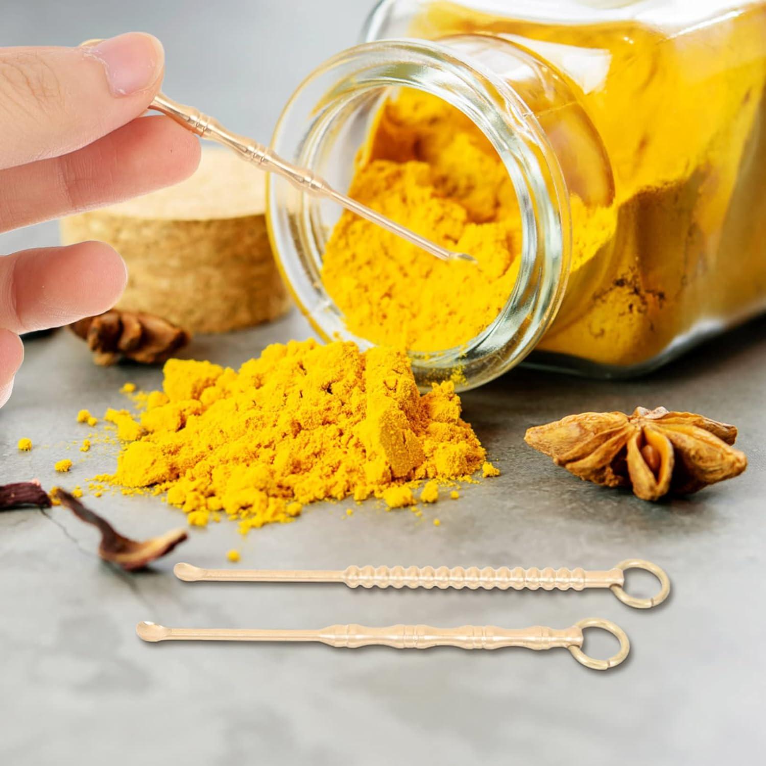 Jewelry Tools Mini Ear Pick Gold Spatula Lab Scoop Brass Copper Ear 12pcs for Ear Wax Cleaning