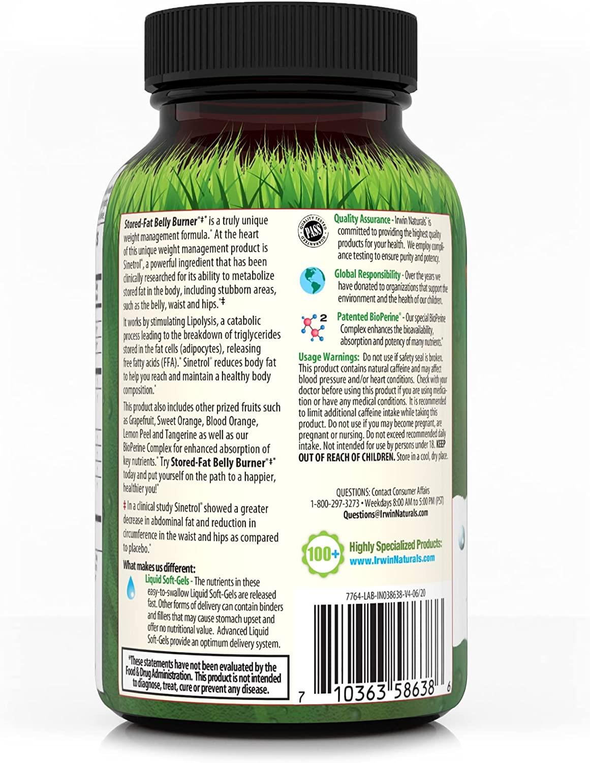 Irwin Naturals StoredFat Belly Burner 60 Liquid SoftGels for Weight