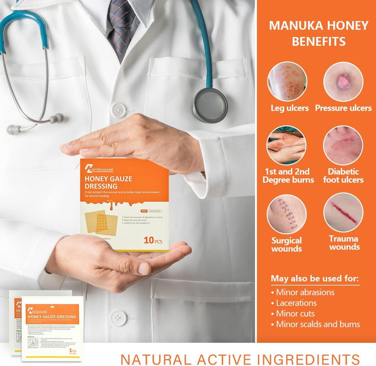 Manuka Honey Wound Dressing 4x4 Medical Grade Burn Pads for Faster