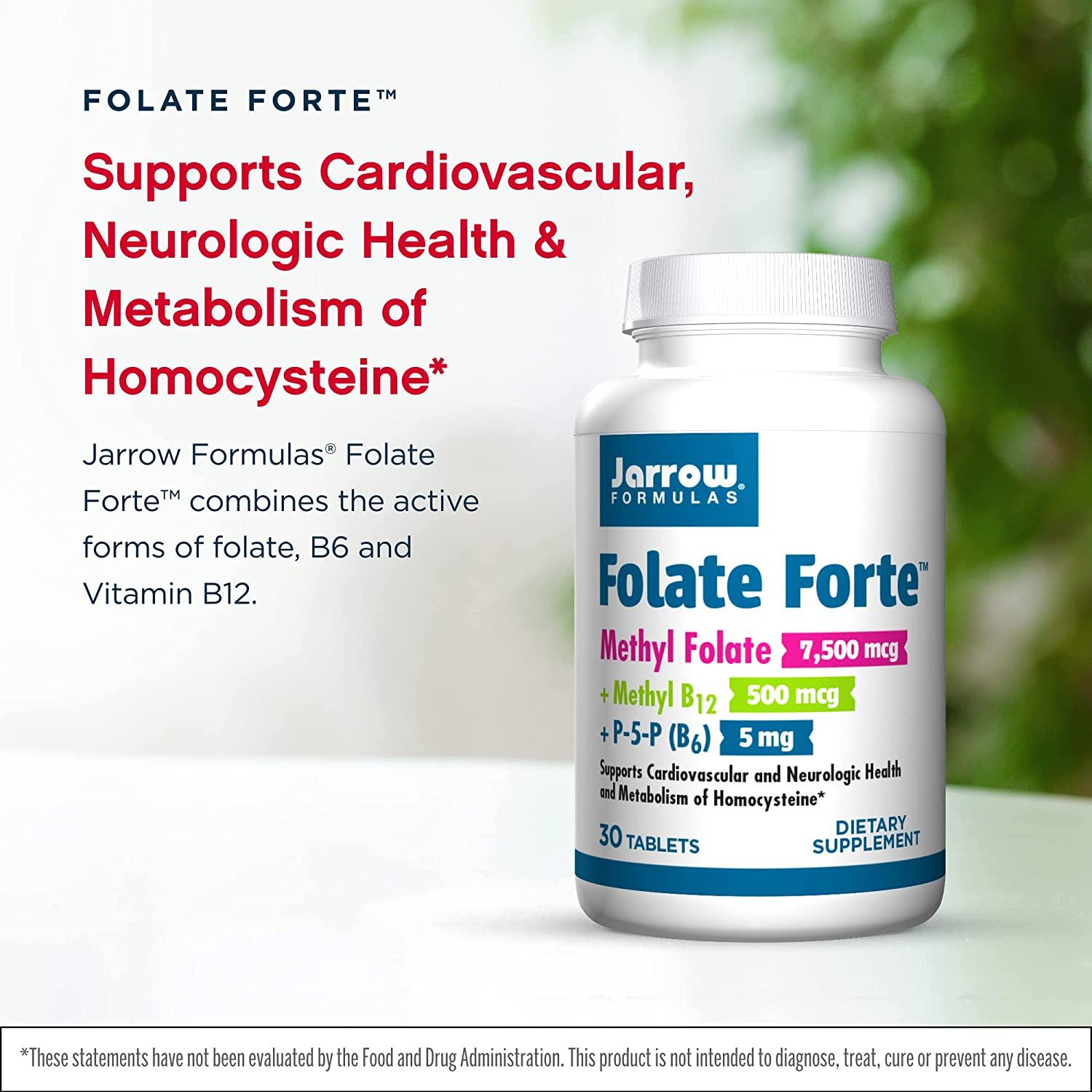 Jarrow Formulas Folate Forte | Methyl Folate, Methyl B12 & P-5-P - 30 ...