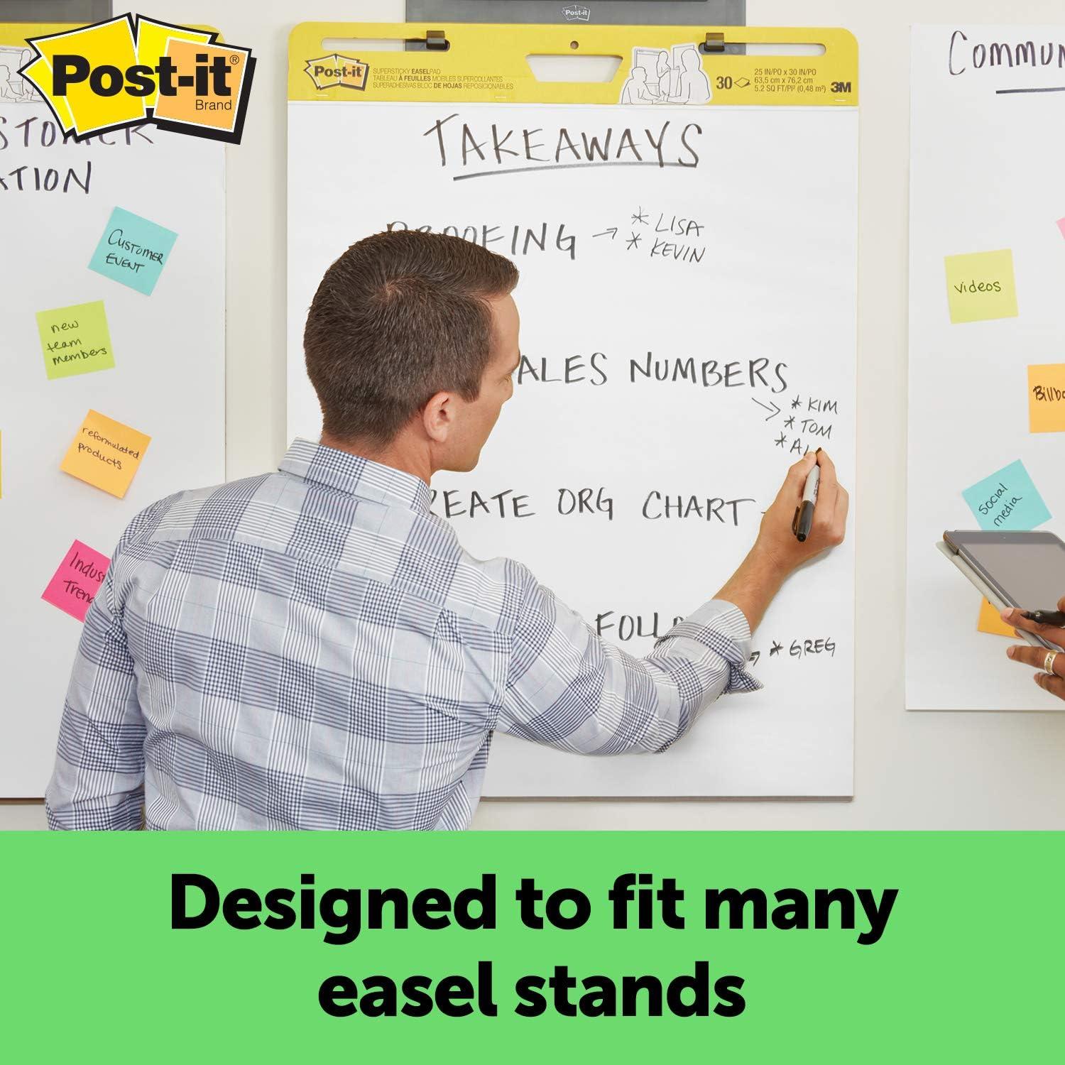 Post-it Super Sticky Easel Pad, 25 in x 30 in, White Recycled, 30  Sheets/Pad, 6 Pads/Pack, Great for Virtual Teachers and Students  (559RP-VAD6)