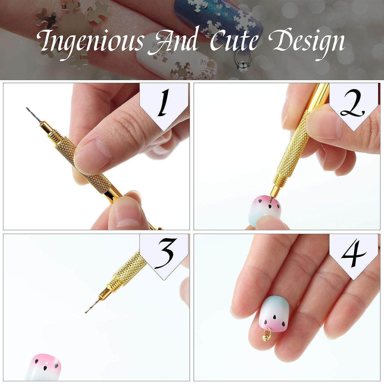 Gold Hand Dangle Piercing Punch Drill Tool For Nail Art UV Gel Acrylic &  Tips | eBay