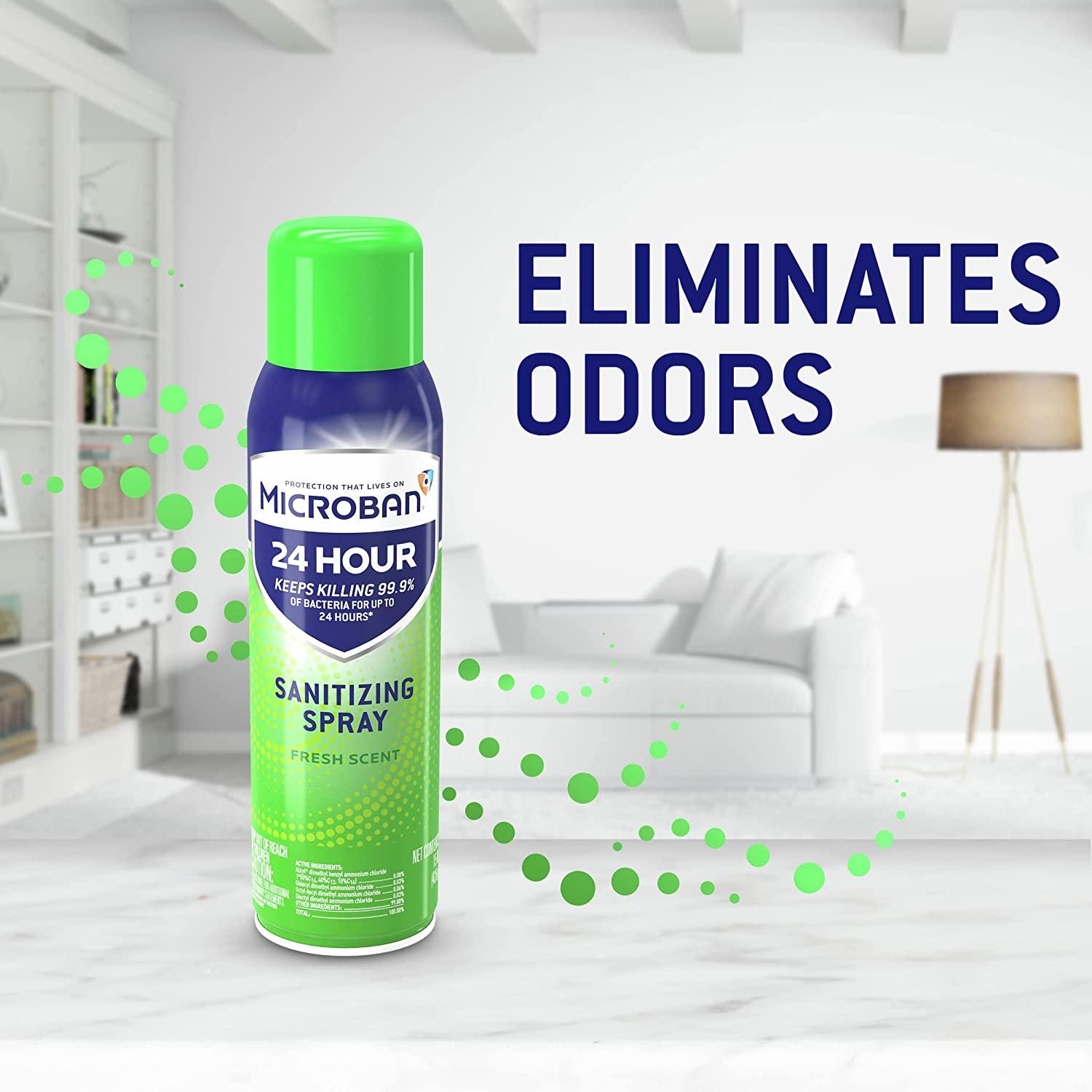 Microban Disinfectant Spray, 24 Hour Sanitizing and Antibacterial Spray