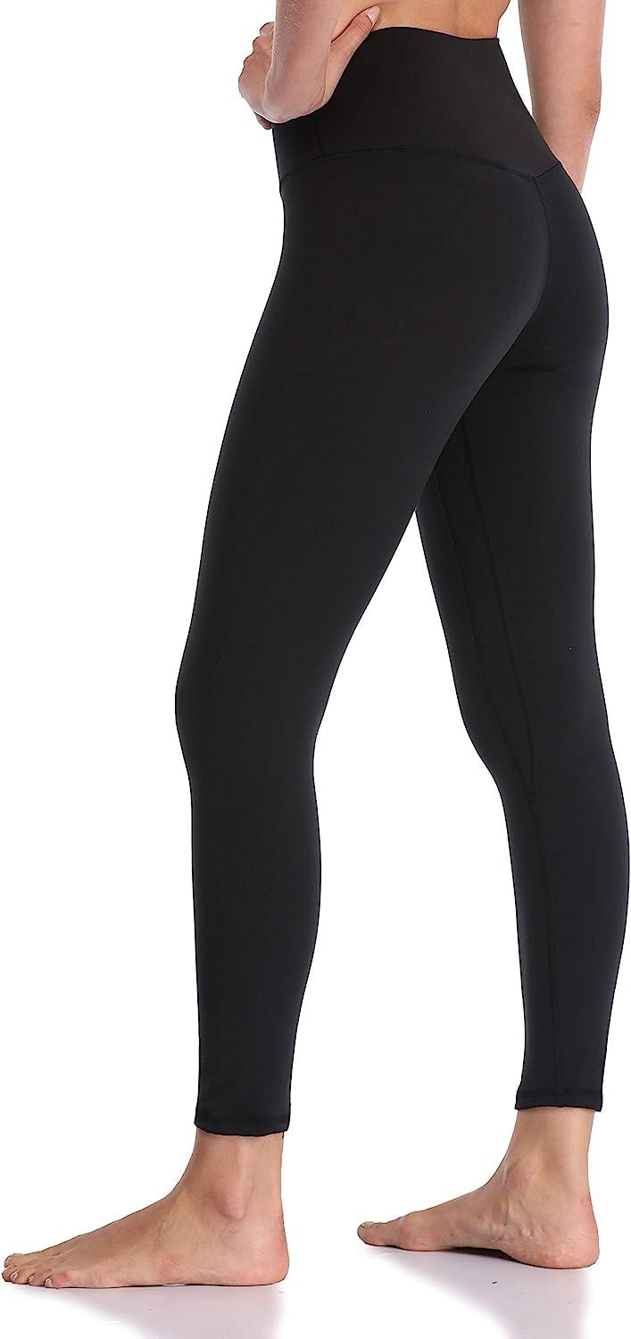 YUNOGA Women's Ultra Soft High Waisted Seamless Leggings Tummy Control Yoga  Pants Black Medium