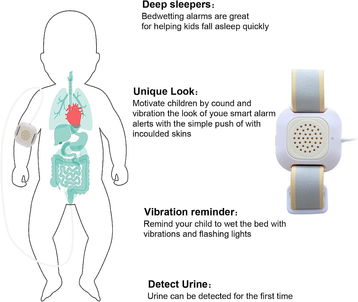 HUWOO Bedwetting Alarm with Volume, Vibration & Flash Light Potty Training Monitor for Boys