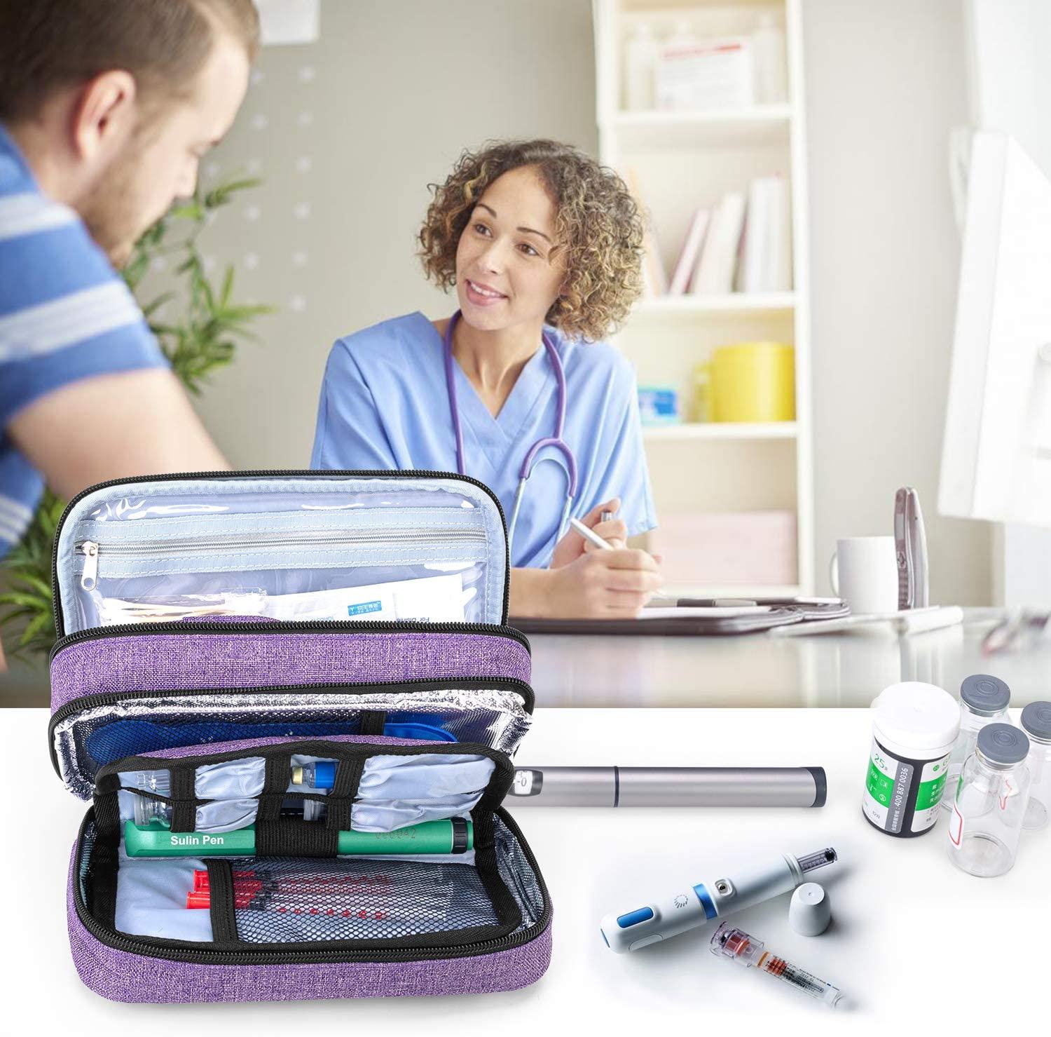 Yarwo Insulin Cooler Travel Case with 4 Ice Packs Double Layer