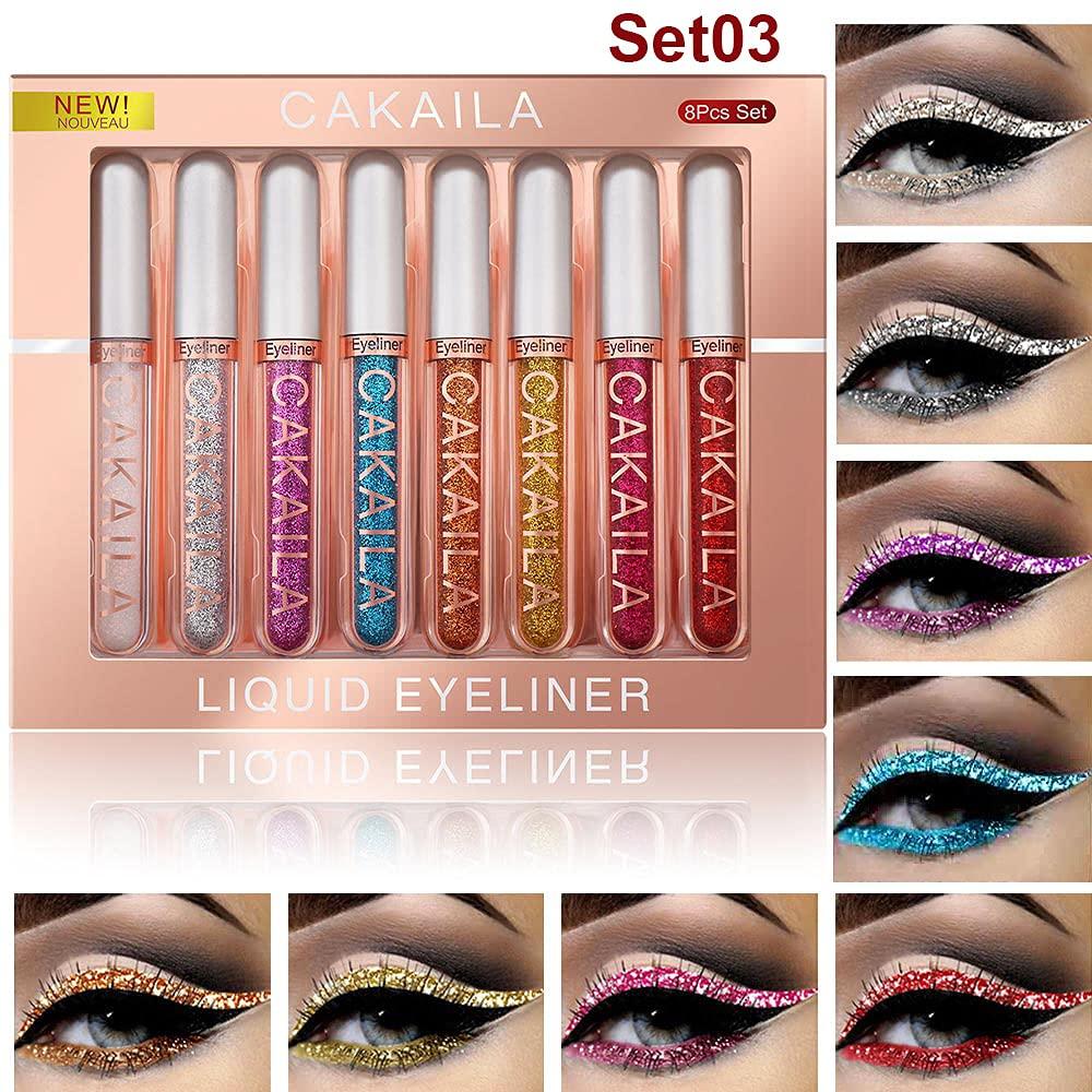 8 Colors Liquid Glitter Eyeliner Liquid Sets,Glitter Eye Liners for