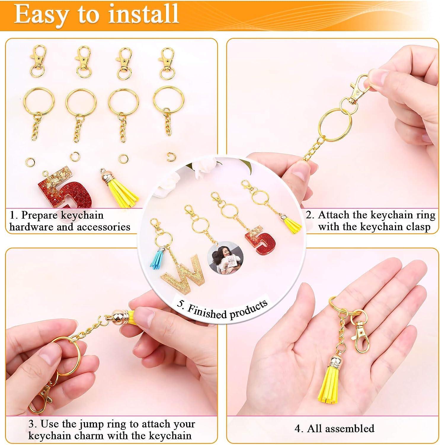 Gold Keychain Rings for Craft, Paxcoo 100pcs Keychain Hardware Kit Includes  50Pcs Key Chain Hooks and 50pcs Key Rings, Bulk Keychain Making Supplies  for Resin Craft, Acrylic Blanks 