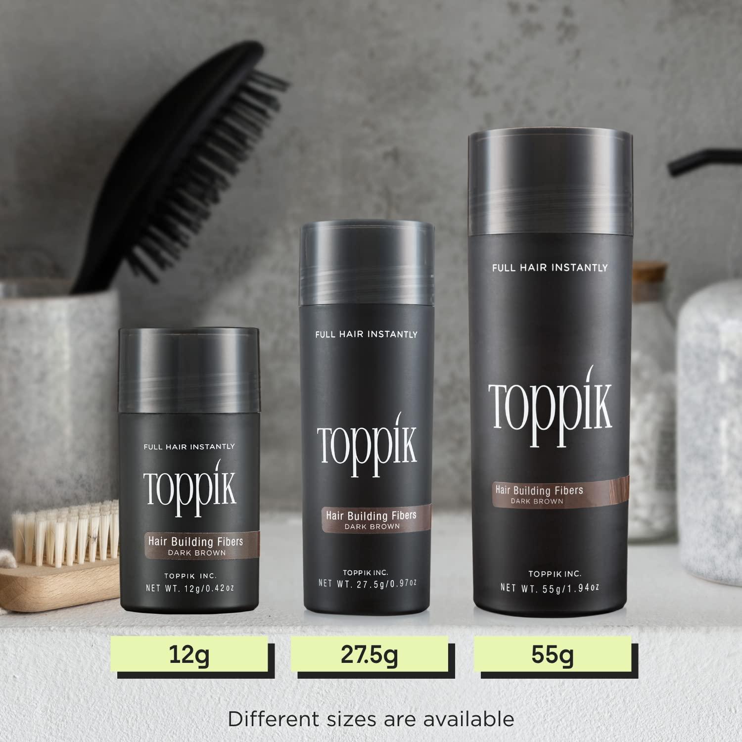 Toppik Hair Building Fibers 12g Fill In Fine or Thinning Hair Instantly  Thicker Fuller Looking Hair 9 Shades for Men Women Black
