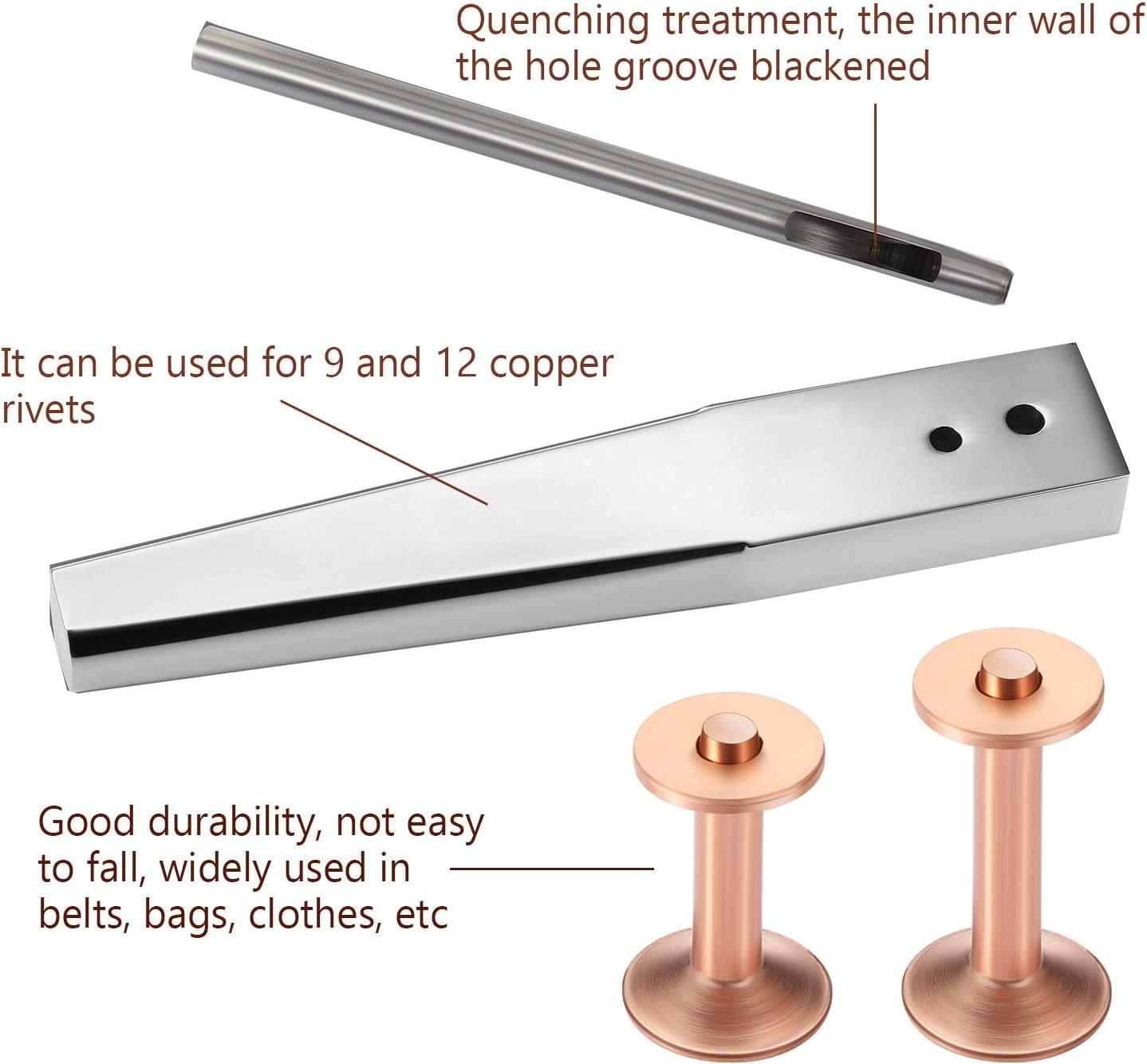 Copper Rivets with Setters, DIY Leather Craft Hand Made High Hardness  Copper Rivets Burrs Kit Resnce for Belt (Style C)