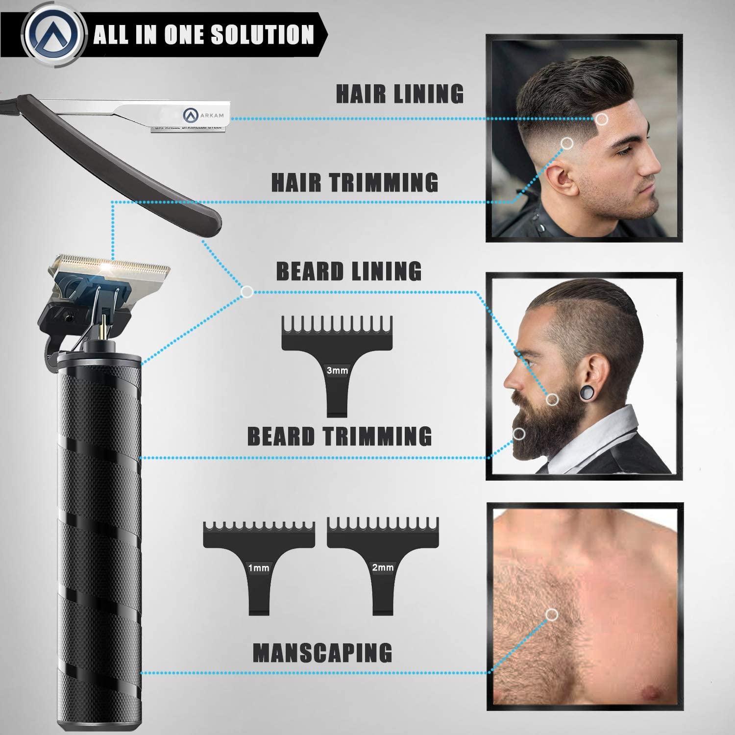 Arkam Beard Trimmer for Men Cordless, WaterResistant Hair Grooming Kit for Head, Face & Body