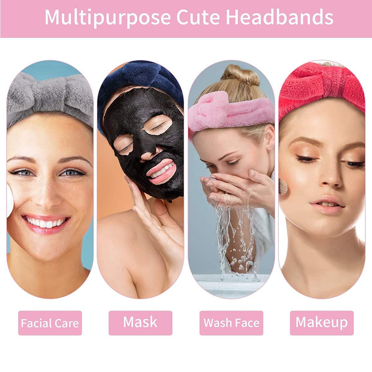 Spa Headband For Washing Face, 3 Pack Facial Makeup Headband Bowtie Hair  Band Skincare Headbands for Women Girls, Soft Microfiber Coral Fleece Face