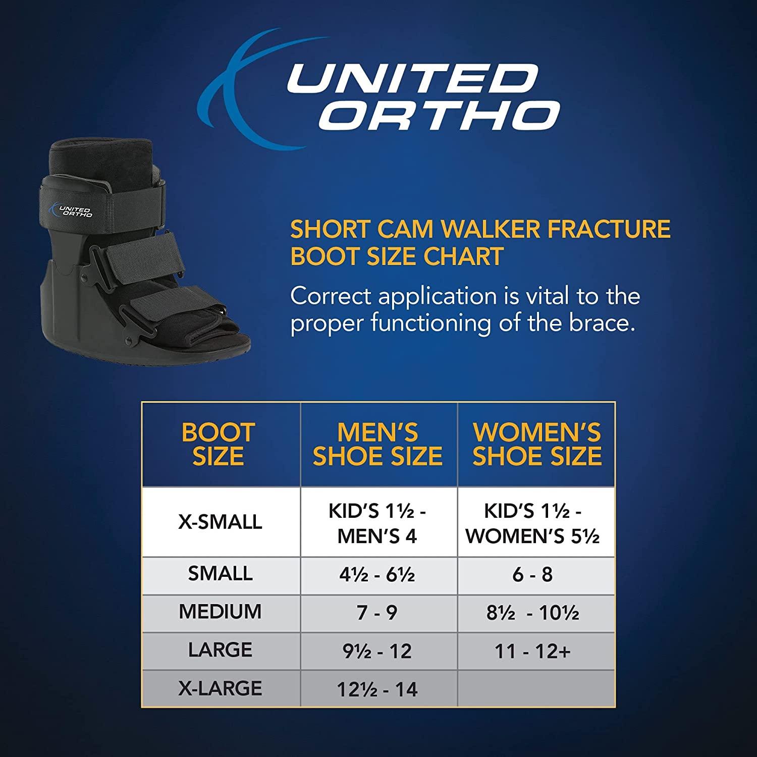 United Ortho USA 14013 Short Cam Walker Fracture Boot Small, Black
