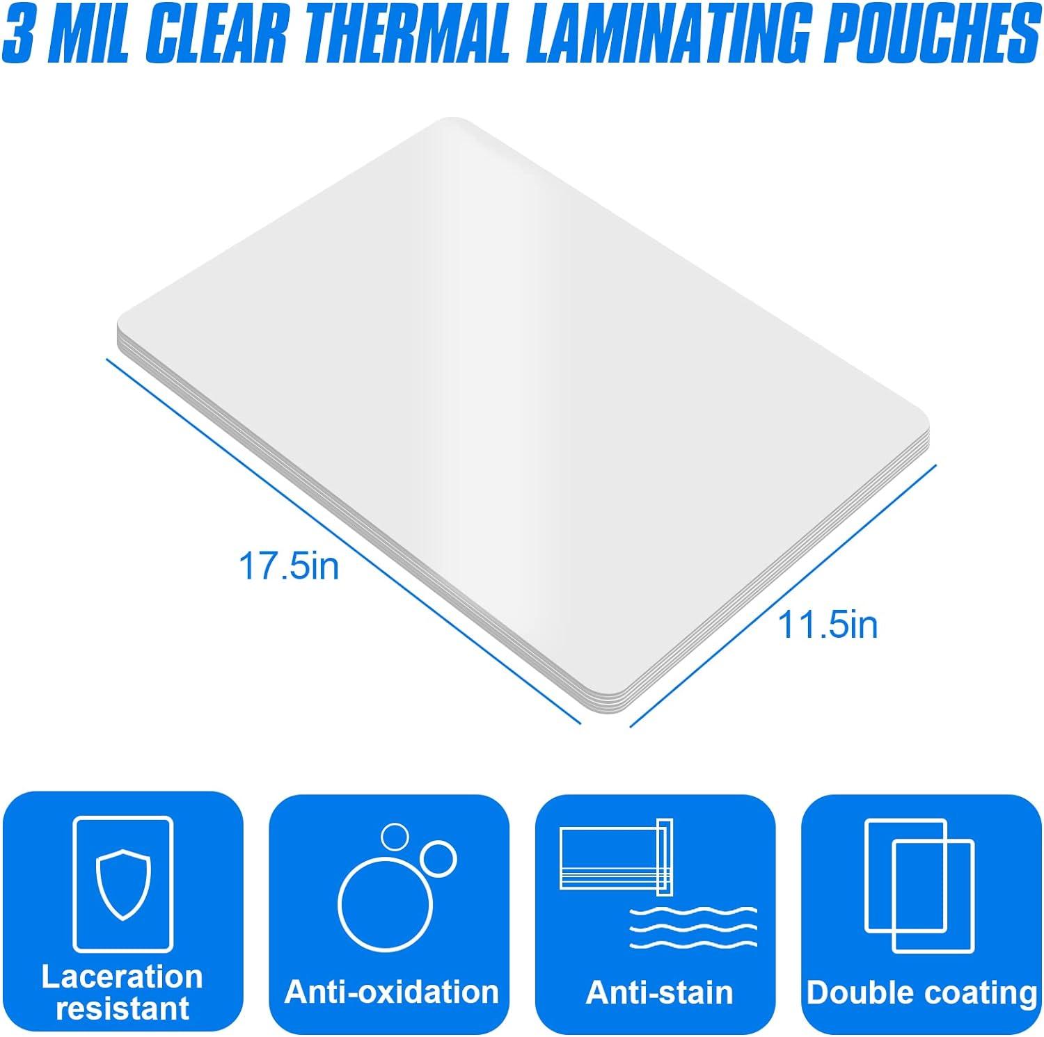 HERKKA 100 Pack Laminating Sheets, Hold 11 X 17 Inch Sheet, 3 Mil Clear Thermal Pouches 11 5 17 5 Lamination Sheet Paper Laminator Round Corner