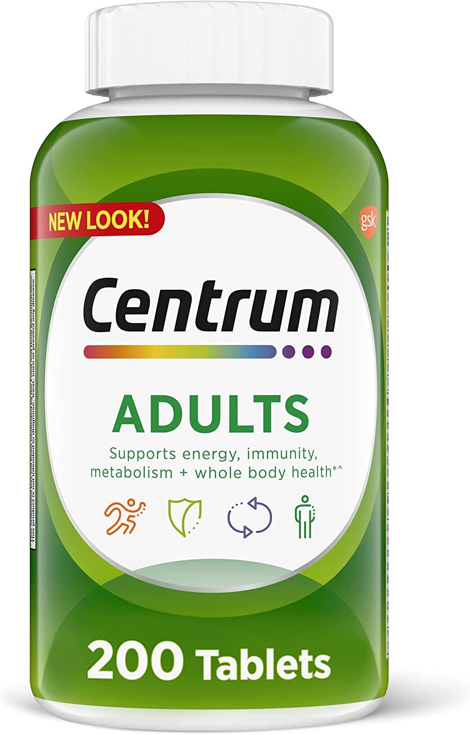 Centrum Multivitamin 200 Tablets Essential Vitamins C & D for Daily