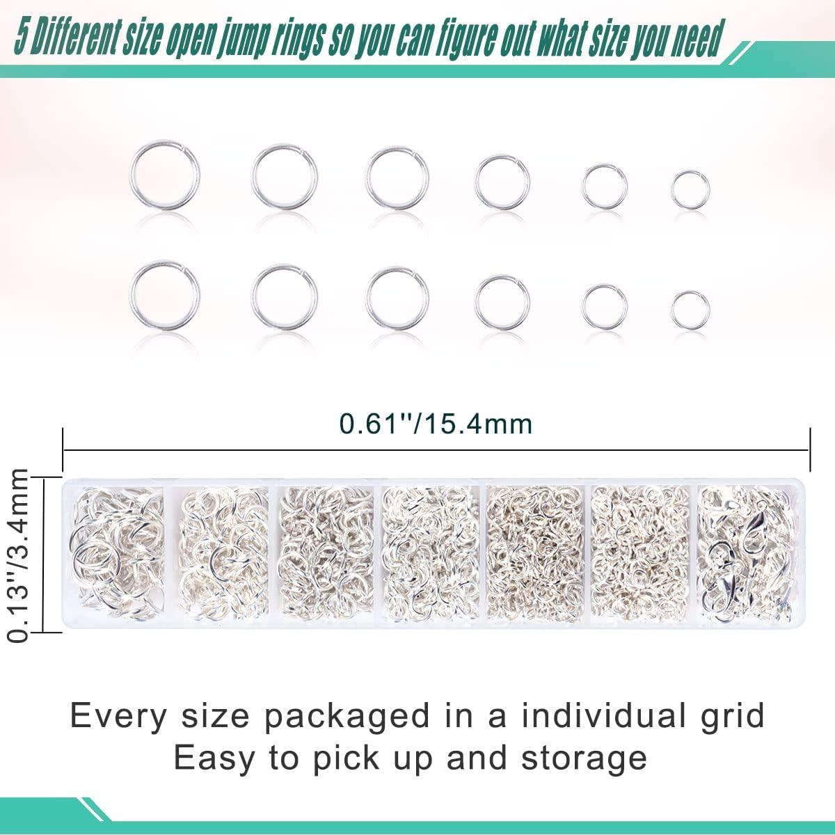 YUGDRUZY Jump Rings for Jewelry Making Kit, 1200 Pcs Open Jump Rings Jewelry Repair Kit for Necklace Bracelet, Lobster Clasps and Closures Repair