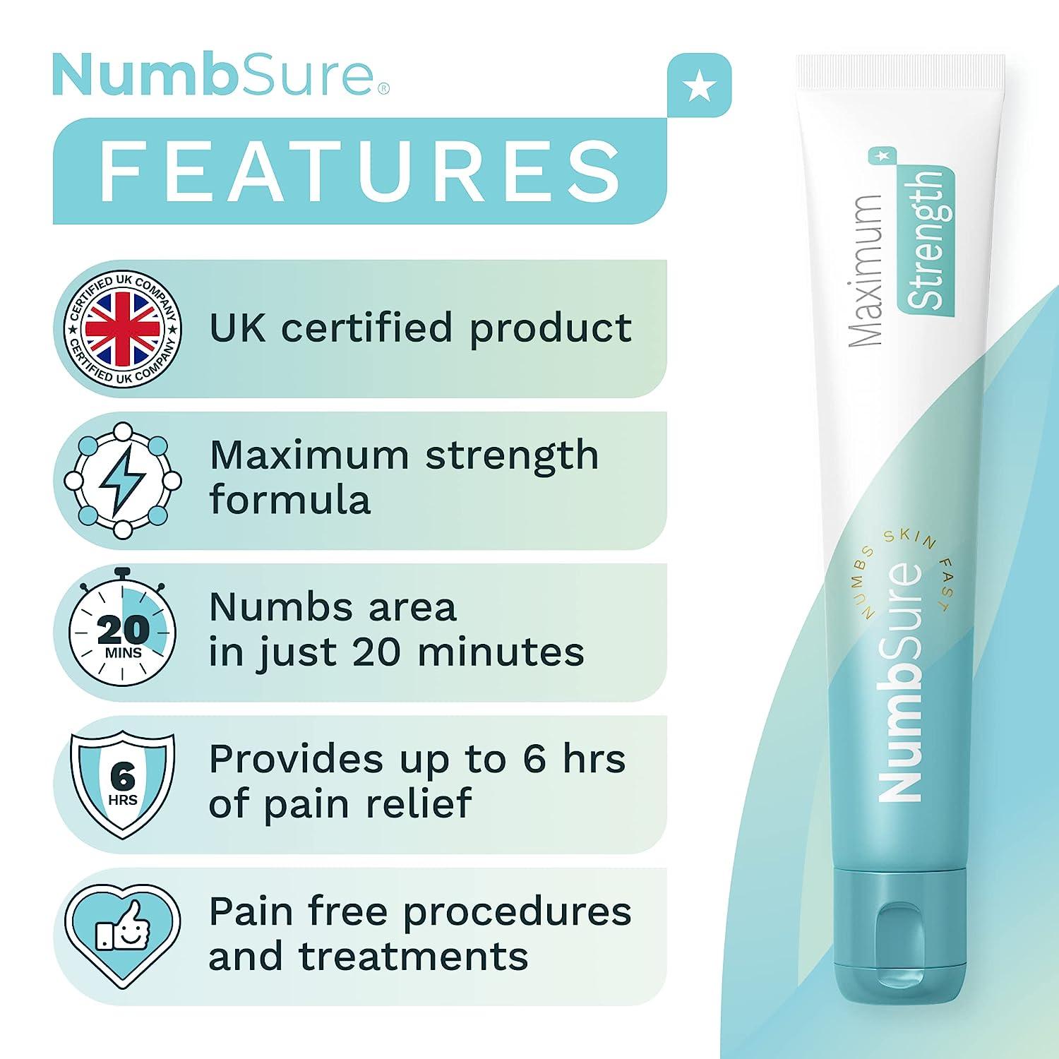 5 Lidocaine Numbing Cream by NumbSure Extra Strong Topical Numbing