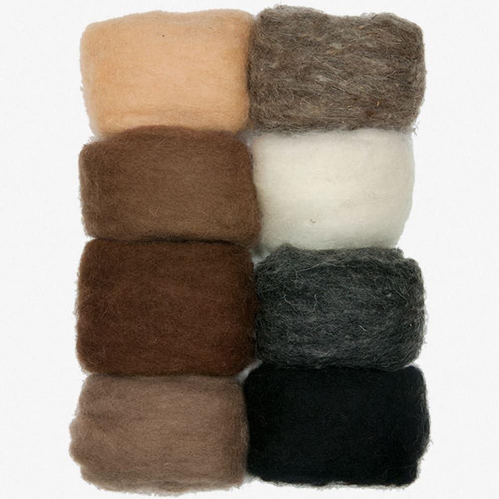 Dimensions Natural Earth Tone Wool Roving for Needle Felting 80g 8 Pack