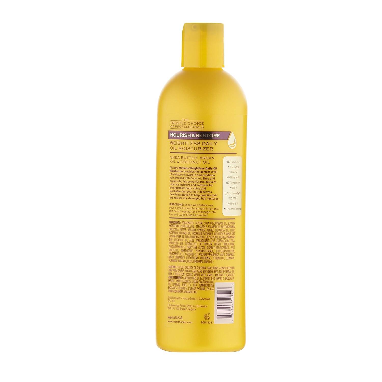 Motions Weightless Daily Oil Moisturizer Nourish & Restore With Shea Butter Argan Oil & Coconut