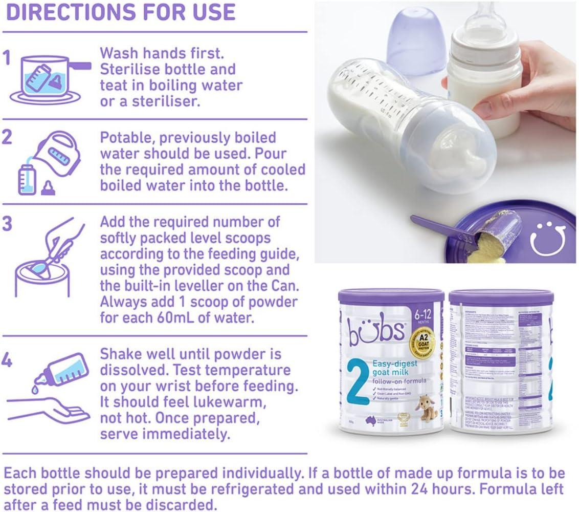 Bubs Goat Milk Stage 2 Formula Babies 612 Months Made with Fresh Goat Milk 28.2 oz
