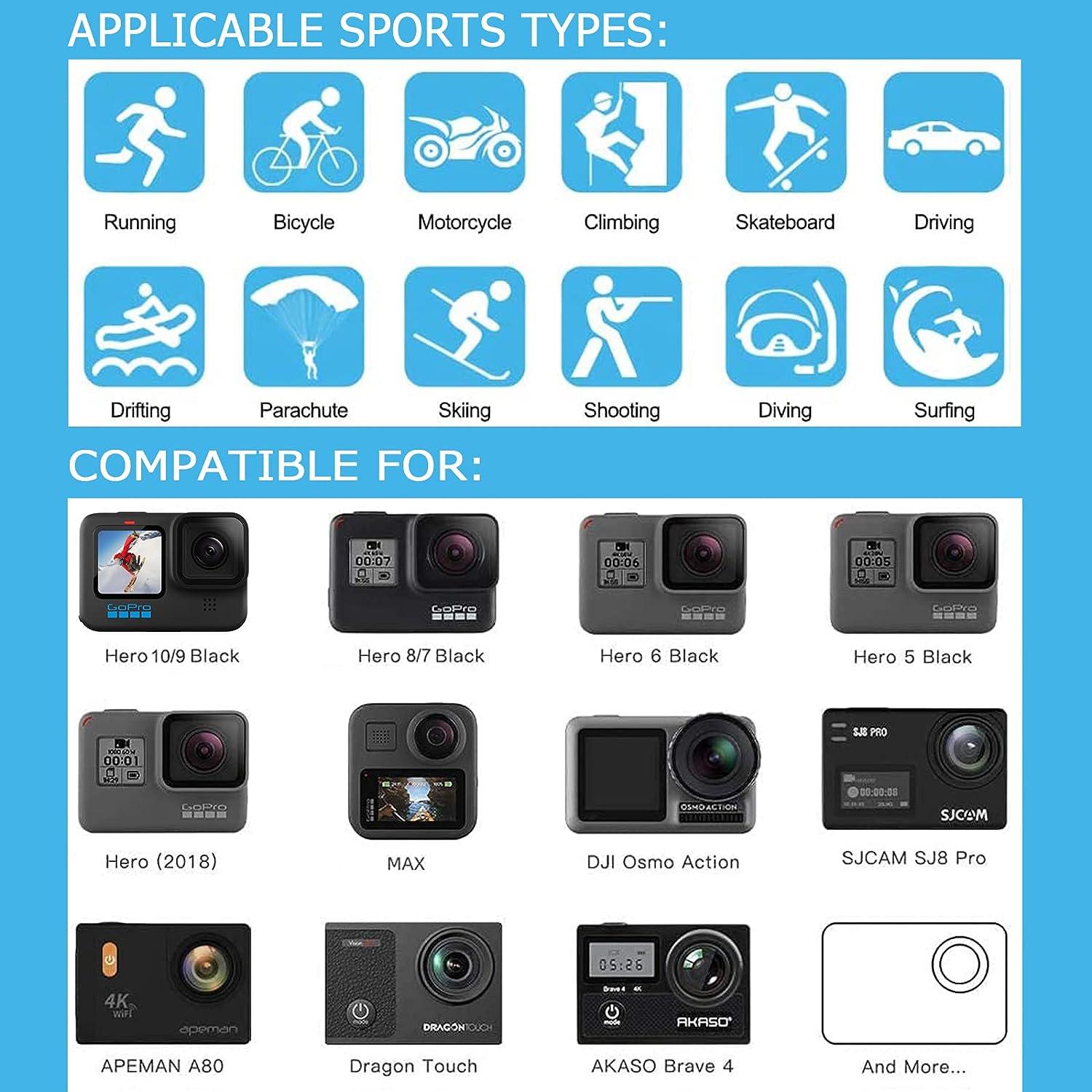 DIKER Kit Accessori per Action Cam 70 in 1, Compatibile con Gopro Hero