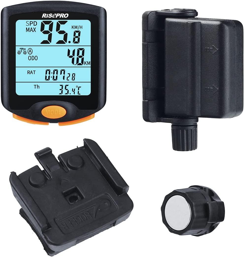 RISEPRO Wireless Bike Computer Speedometer Odometer MultiFunction