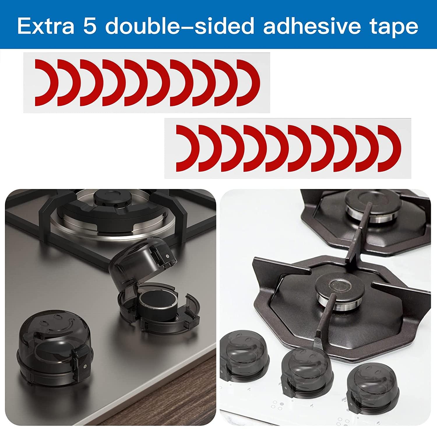 Stove Knob Covers for Child Safety Guards Black Clear View 5 Pack