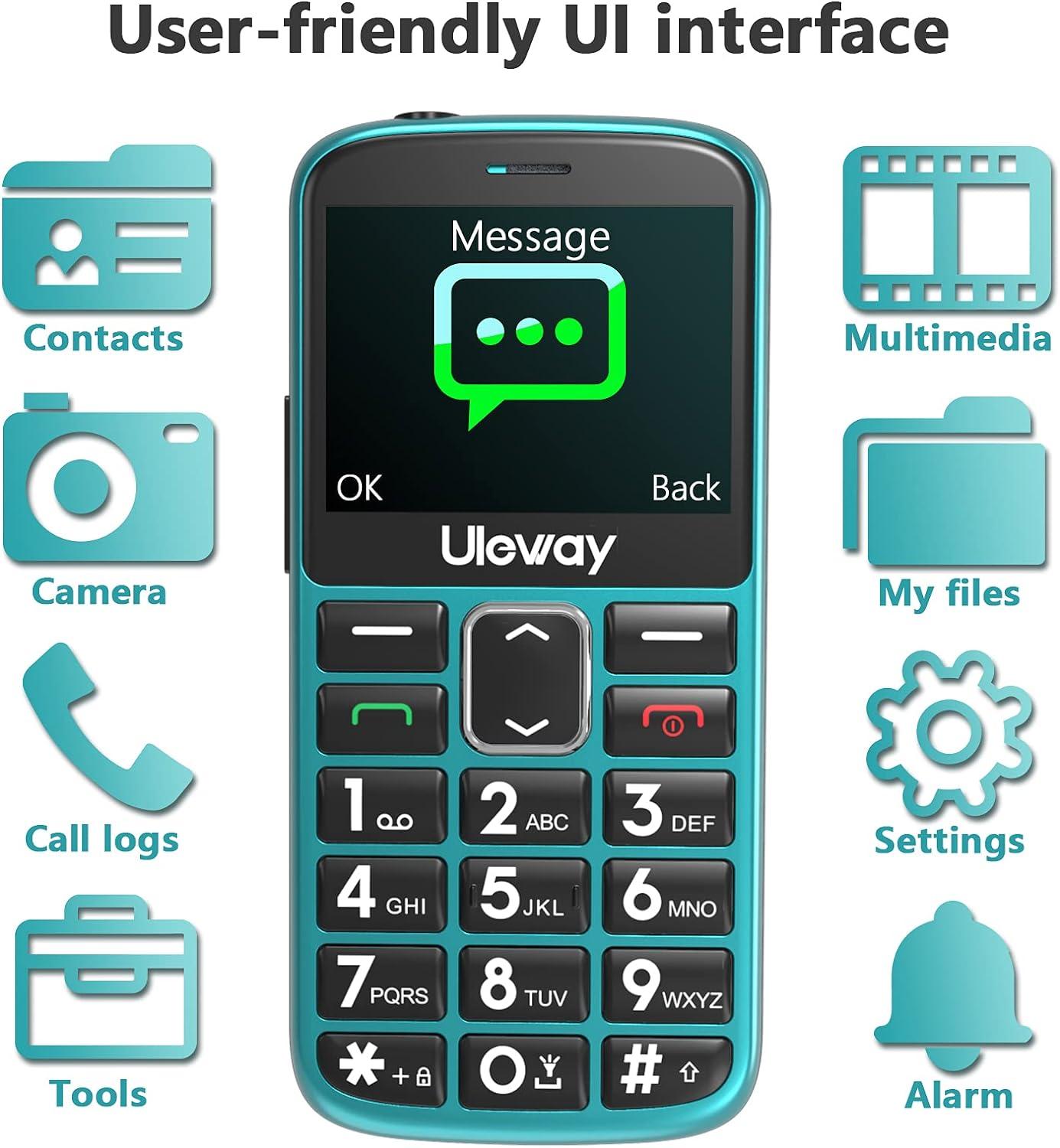Uleway Big Button Mobile Phone for Elderly Dual Sim Unlocked SOS Emergency Button Hearing