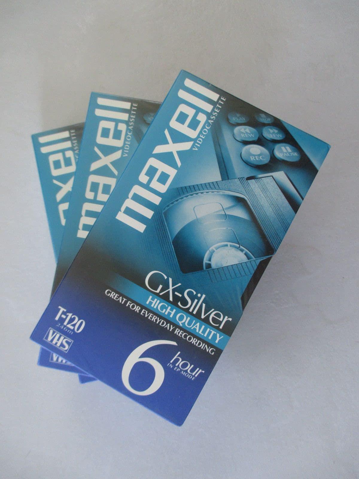 Maxell GXSilver T120 6 Hour VHS VCR Blank Tapes 4 Pack