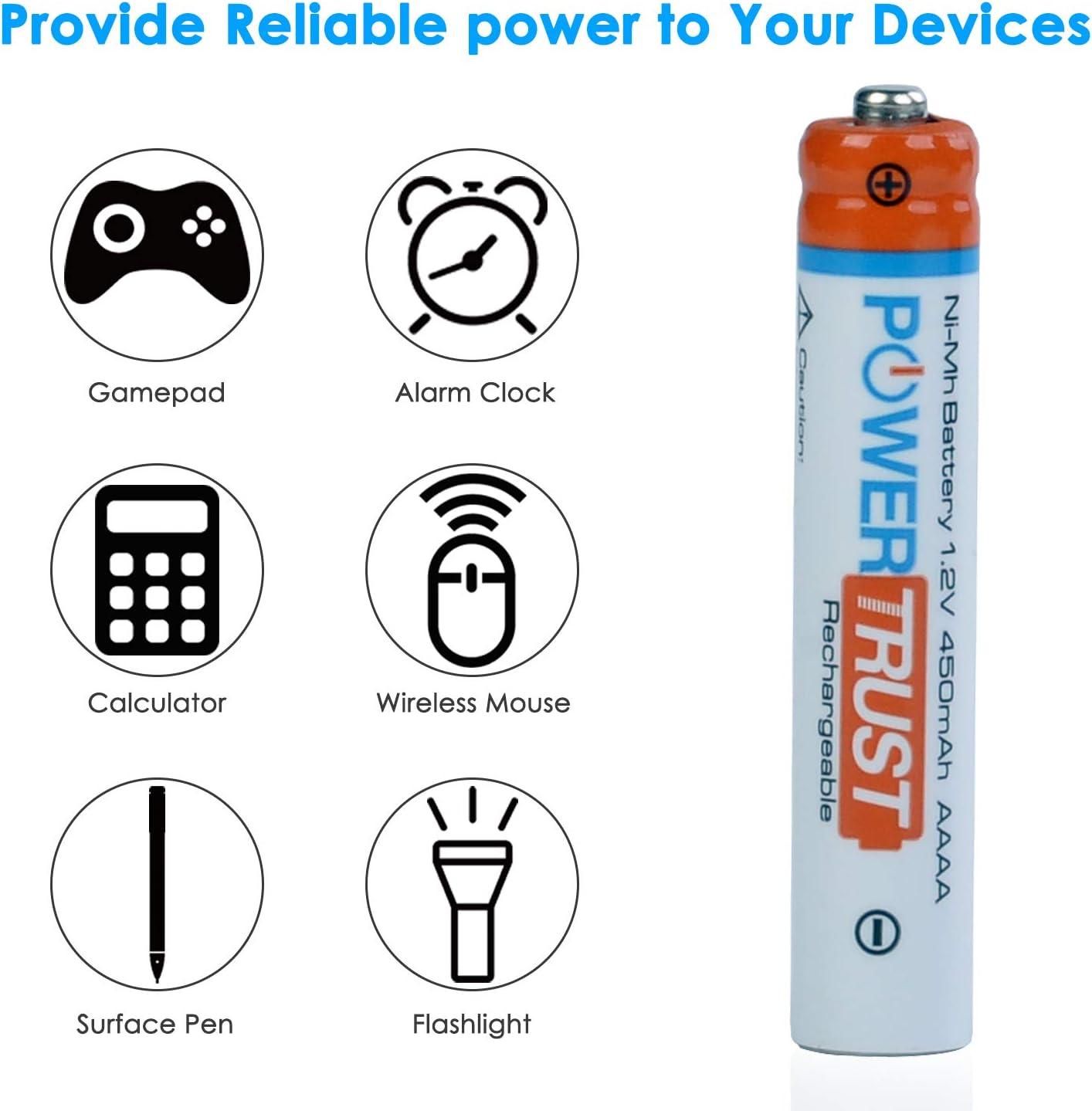 PowerTrust AAAA Battery for Surface Pen, Rechargeable AAAA Battery for Active Stylus LED