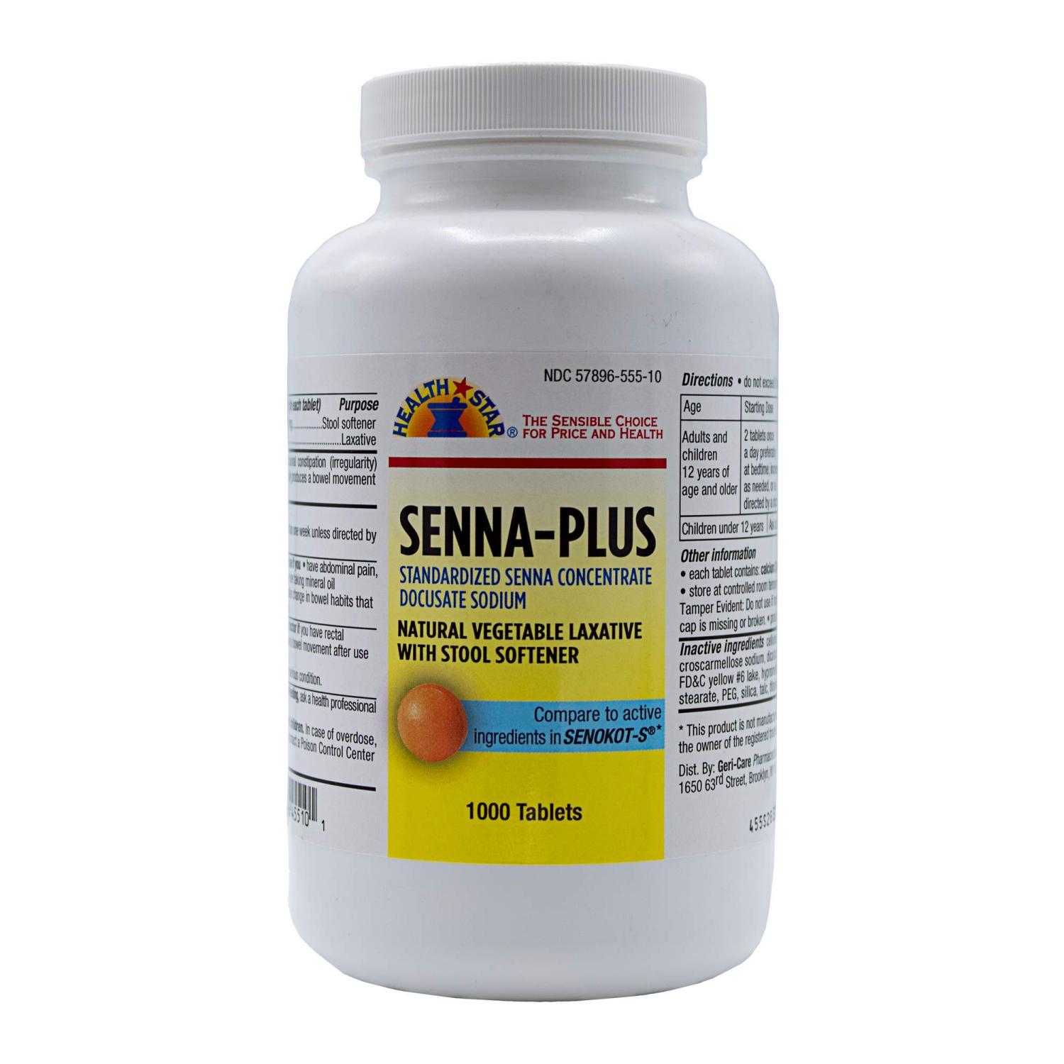 Health Star Senna Plus Laxative Tablets, 50 mg / 8.6 mg Strength