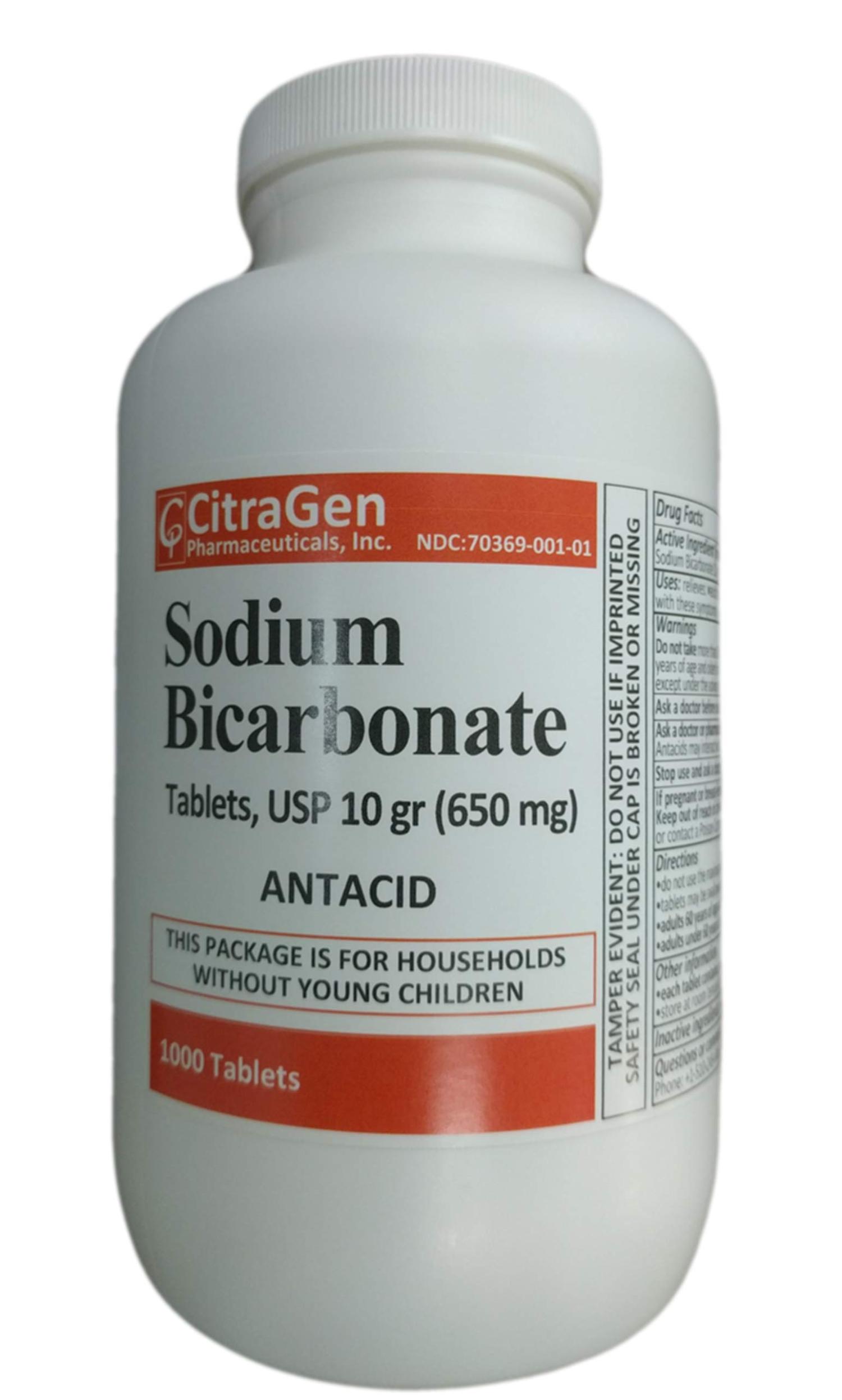 CitraGen Sodium Bicarbonate 650 MG 1000 Tablets Natural Alkalizing