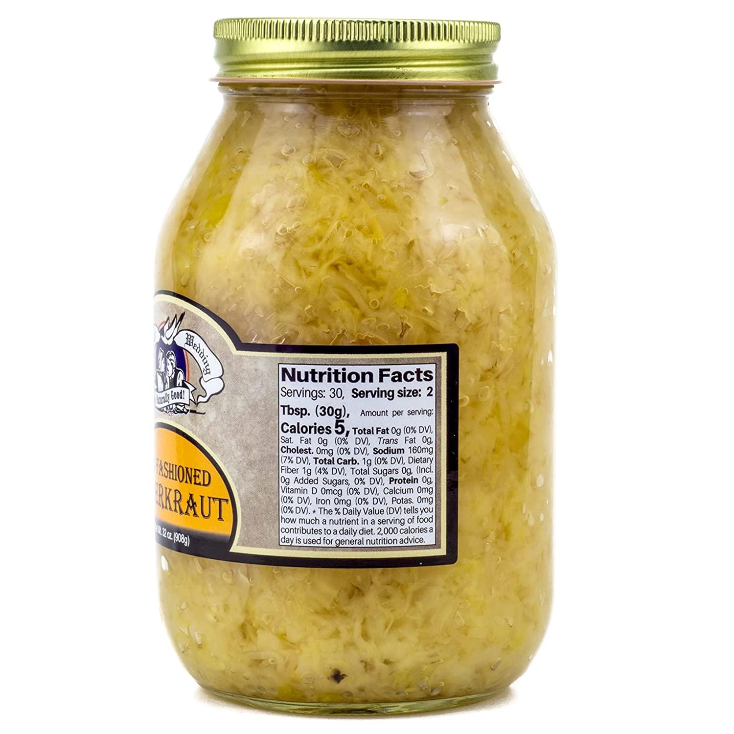Amish Wedding Old Fashioned Sauerkraut, 32 Ounce Glass Jar