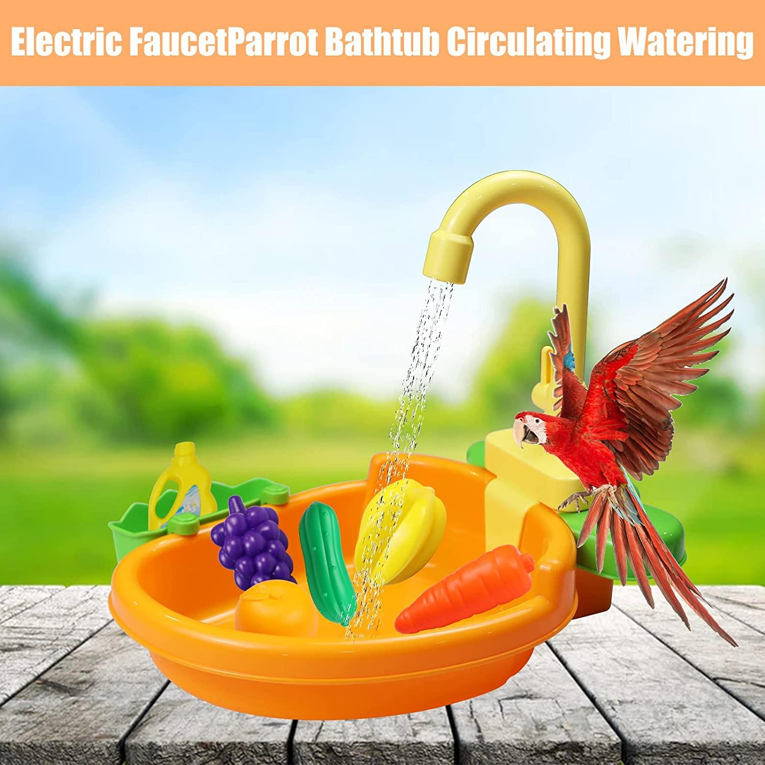 SGQCAR Bird Bathtub,Automatic Parrot Bathtub with Faucet,Bird Bath Sink